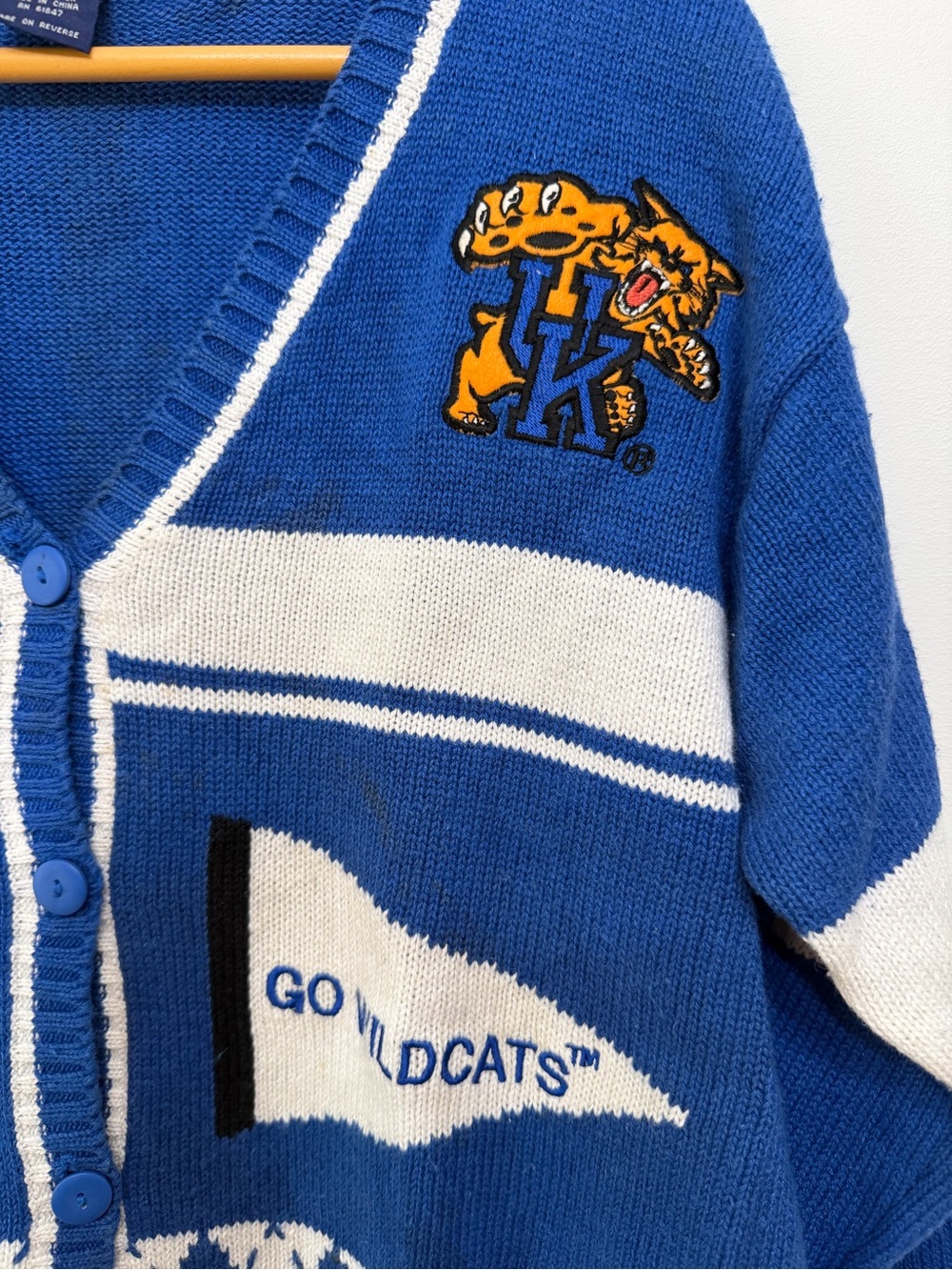 VTG UK Kentucky Wildcats Embroidered Spirit Sweater Cardigan Blue Women's Size S - Picture 2 of 9